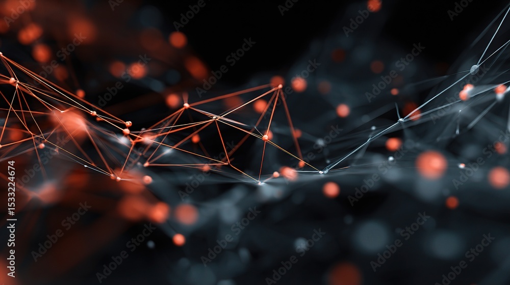 Poster abstract 3d data network background with connecting lines and nodes