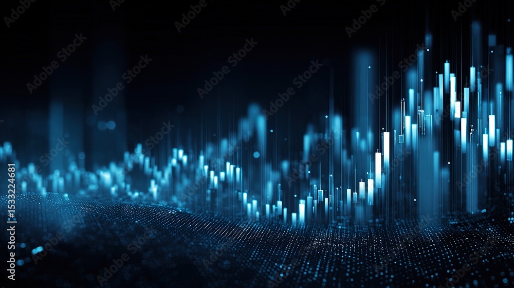 Poster abstract financial data visualization with line graphs and charts