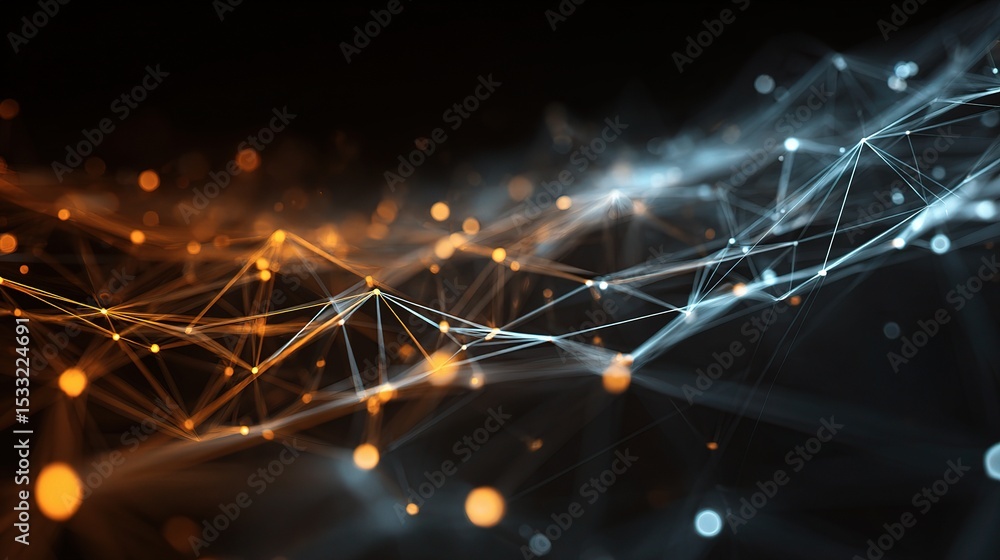 Poster abstract technology mesh background with plexus and light effects