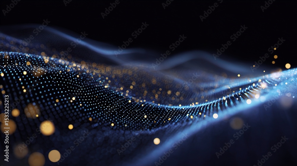 Aufkleber abstract digital wave with glowing particles in motion background