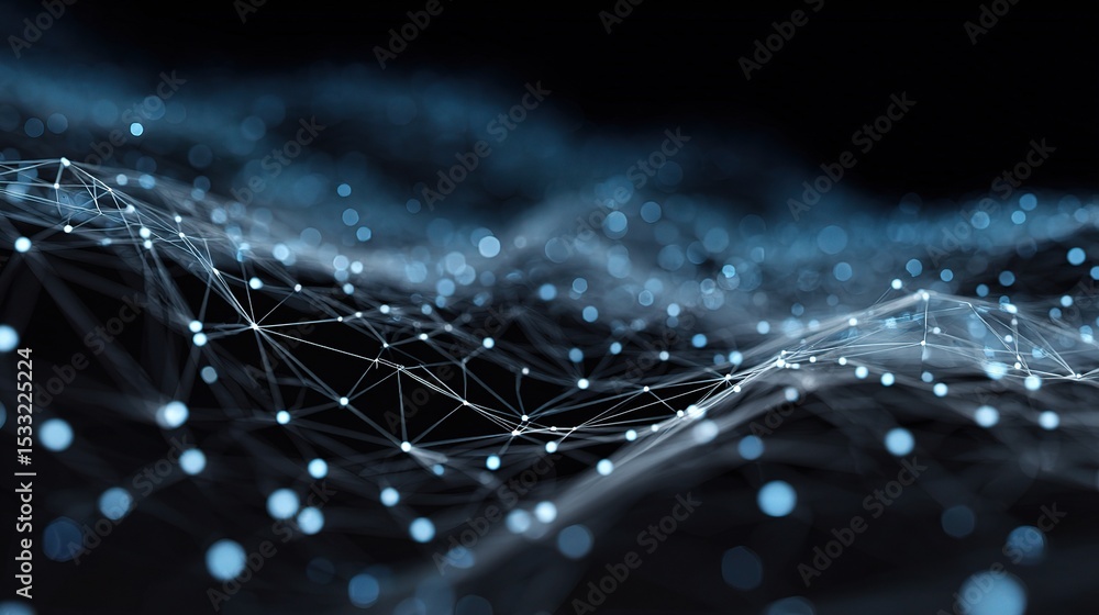 Poster high-tech data mesh with continuous wave pattern for visualization