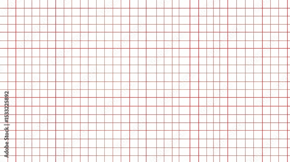 Poster red geometric grid lines on white graph paper background