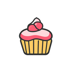 Cupcake icon isolated on white and transparent background