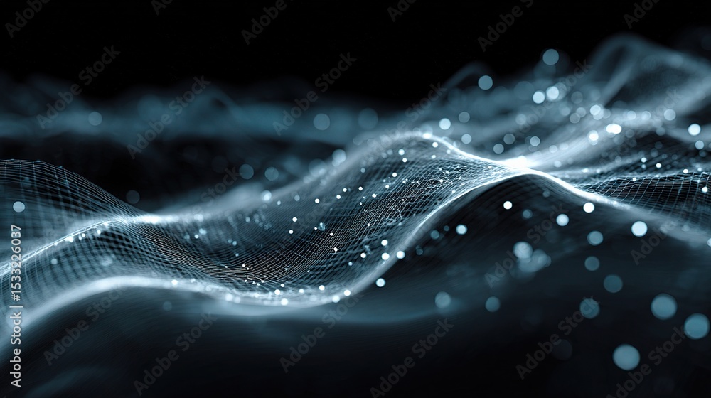 Aufkleber futuristic digital background with wave patterns and light effects