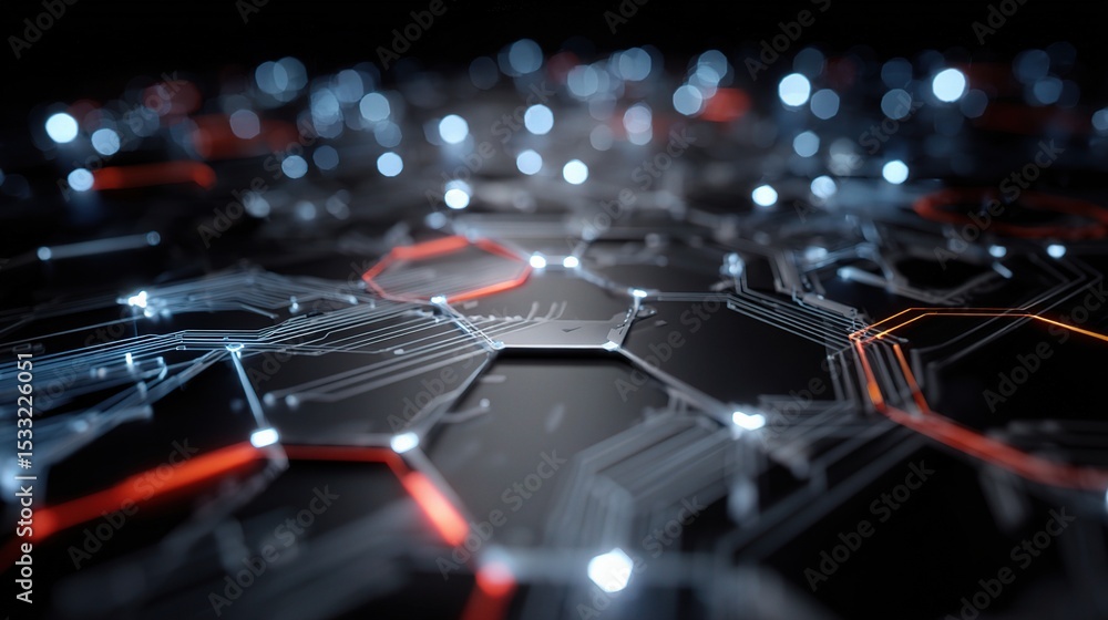 Aufkleber high tech 3d geometric animation of network with gigapixel scale