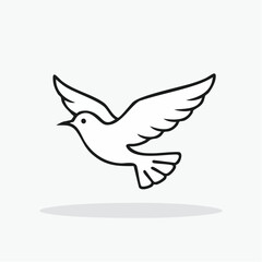 Obraz premium Simple outline illustration of a dove in flight, representing peace and freedom.