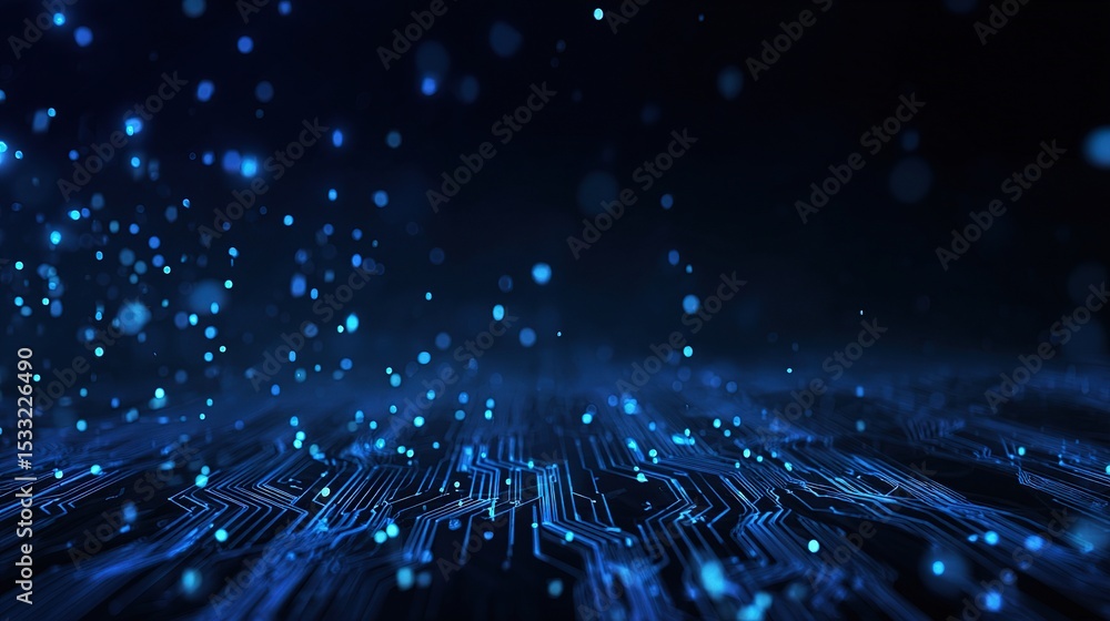 Poster futuristic digital background with circuit patterns and blue effects