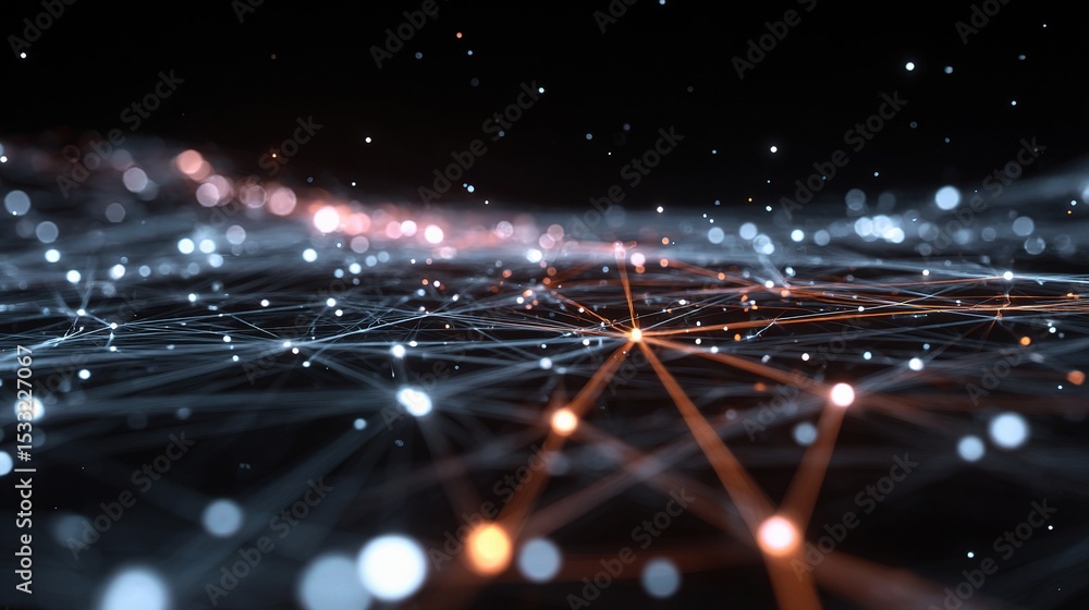 Poster high definition network lines with glowing nodes and gigapixel detail