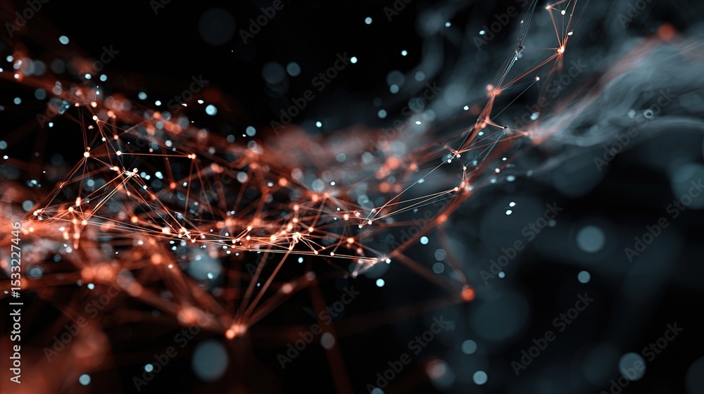 Poster abstract technology background with particles and mesh lines