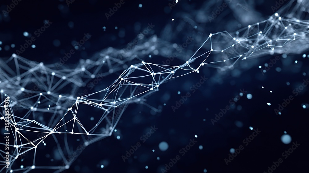 Aufkleber luminous 3d network animation with white lines and dark background