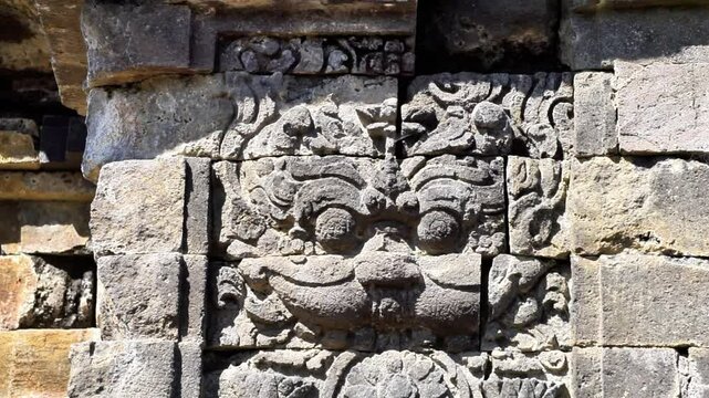 The relief on Arjuna Temple complex in Dieng. (In this complex there are Semar, Srikandi, Puntadewa and Sembadra temples).