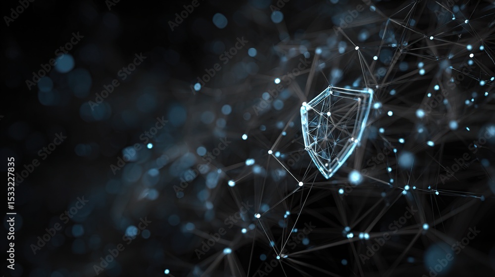 Poster abstract digital background of data protection with polygonal elements