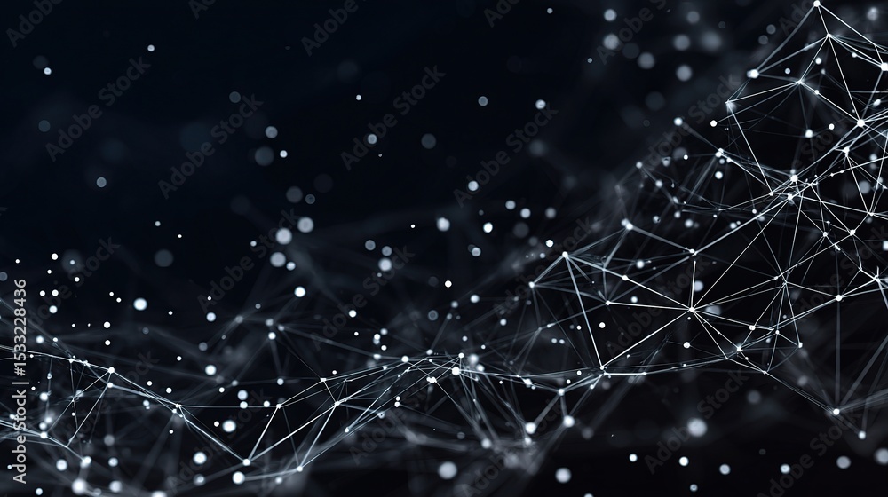 Poster abstract technology background with plexus and light particles