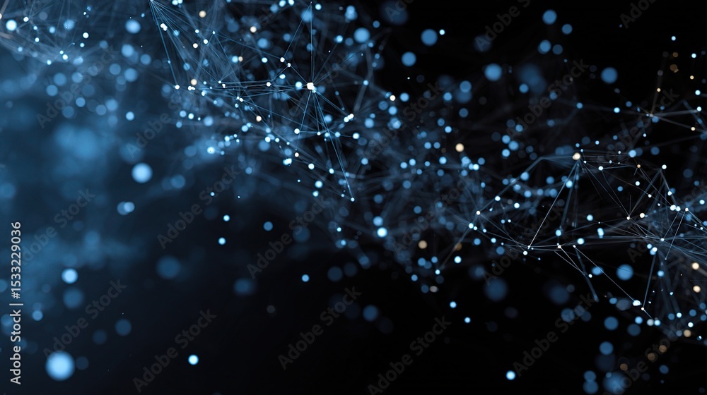 Poster science background with floating dots and lines representation