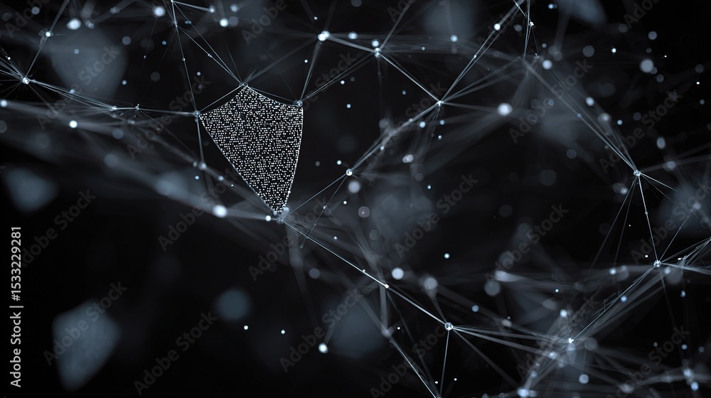 Poster abstract cybersecurity background with network connections and data