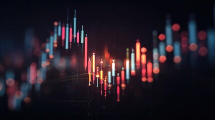 Abstract Candlestick Graph with Faded Price Markers and Colors