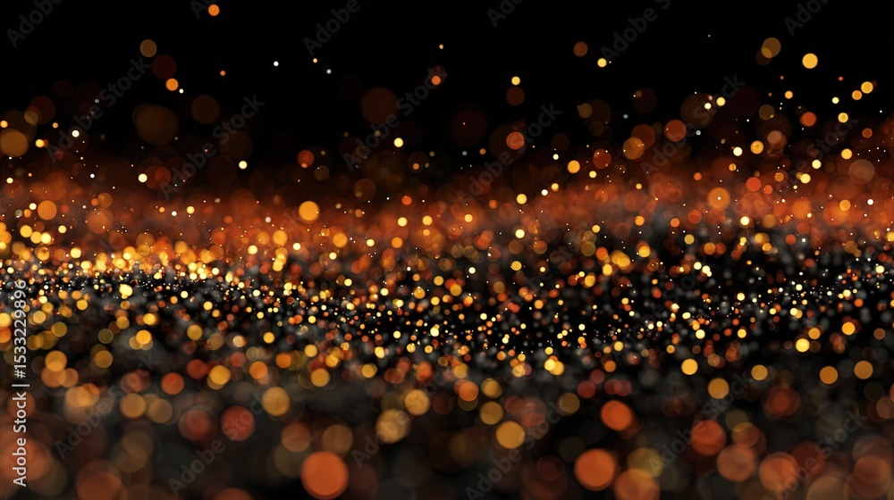 Poster abstract design with colorful dots and particles on black background