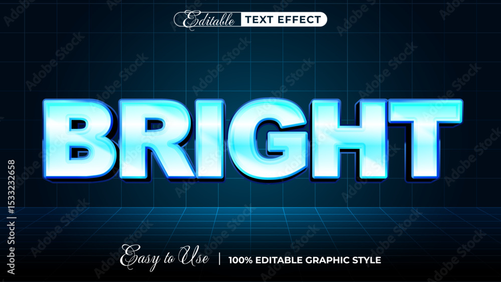Poster bright editable text effect, lettering typography font style