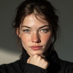 Portrait of a Young Woman with Freckles