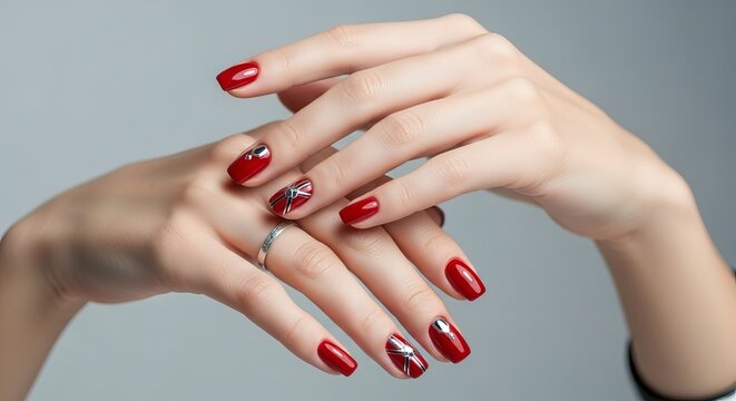 Elegant Red Nail Art Design Chic Manicure Ideas for Short Nails - Powered by Adobe