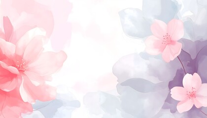 Abstract Watercolor Background in Pastel Colors with floral elements