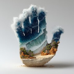 Ocean Wave Hand Sculpture Digital Art