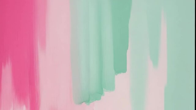 Abstract painting background with pink and green paint brush strokes. Pastel art texture backdrop.