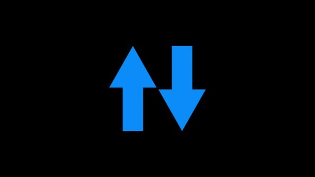Up and Down arrow icon animation on black background. direction arrow icon motion. Sweep up down 4k video footage.