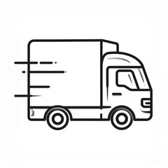 Fast moving shipping delivery truck line art, for transportation apps and websites