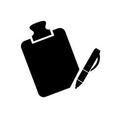Clipboard and Pen Icon &ndash; Medical Form or Checklist Symbol