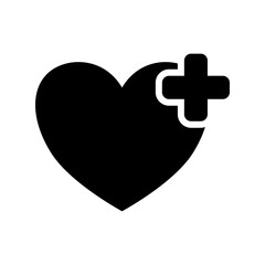 Heart with Medical Cross Icon &ndash; Health and Wellness Symbol