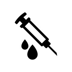 Syringe with Blood Drops Icon &ndash; Medical Injection Symbol