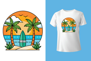 typography slogan with beach camping graphic vector illustration