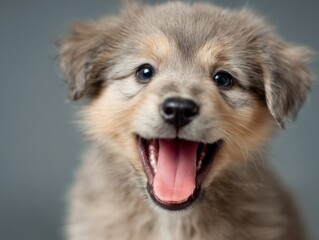 Adorable Grey and Brown Puppy Portrait