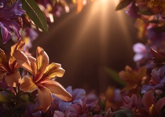 Orange and Purple Flowers in Sunlight