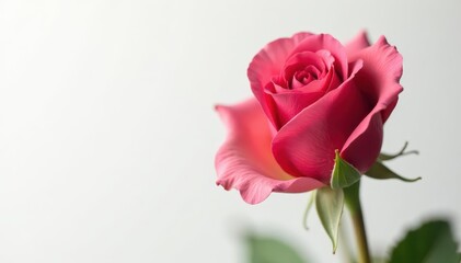 Fototapeta premium Close-up of rose bud opening, various bloom stages on white , love, rose