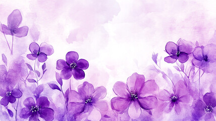 Watercolor purple floral background