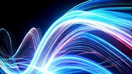 Bright multicolored energy lines forming a vibrant wave on a black background, glowing rainbow light trails creating abstract pattern. - Powered by Adobe