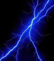 Electric blue lightning bolts crackle across a deep black void, electricity, background, texture