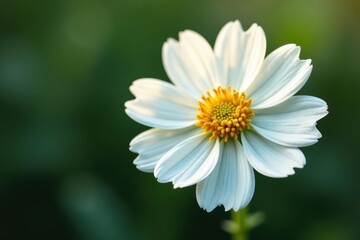 Fototapeta premium Delicate bright white scabiosa flower, pollen-dusted petals , pastel, romantic