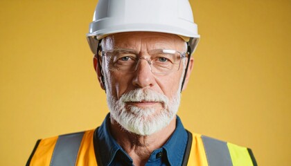 Experienced worker wearing hard hat and vest