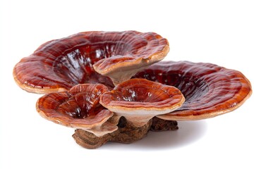 Dried lingzhi mushroom isolated on white background with clipping path