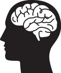 human head silhouette with brain