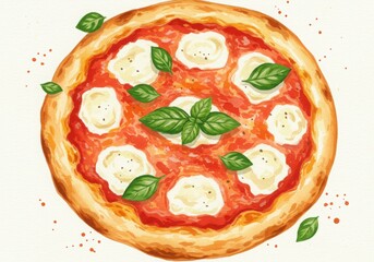 Delicious margherita pizza isolated on white background