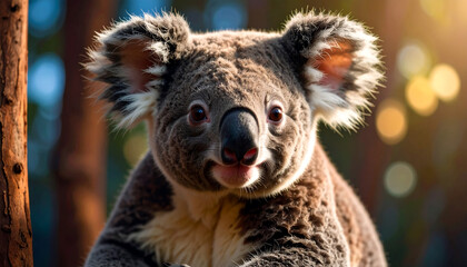 Naklejka premium Front view of Koala bear, Phascolarctos cinereus