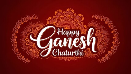 Elegant Happy Ganesh Chaturthi Festival Greeting Design with Ornate Mandala Background and Glowing Effects