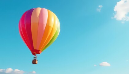 Naklejka premium A vibrant, multicolored balloon floats against a bright background , balloon, spring, vibrant
