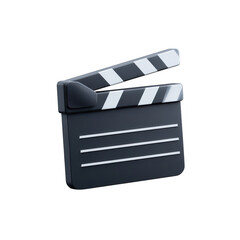 Isolated black clapperboard on transparent background