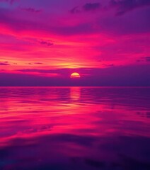 Indigo and violet abstract sunset reflected in water, liquid art, indigo, peaceful, modern