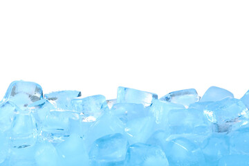 Cubes of clear ice against white background